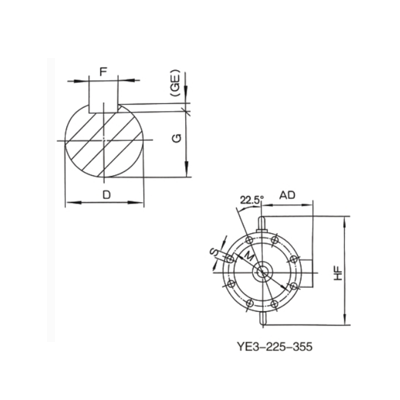 立式安裝、機(jī)座不帶底腳、端蓋上有凸緣的電動(dòng)機(jī)
